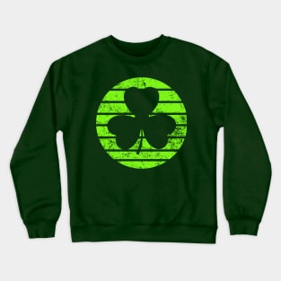 Shamrock Distressed Retro Irish Clover Crewneck Sweatshirt